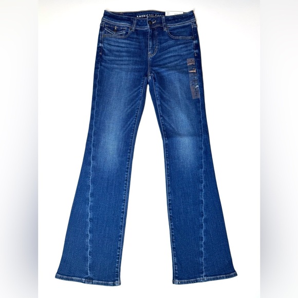 American Eagle Women’s Kick Boot Low Rise  Jeans Size- 8 Regular - Picture 1 of 11